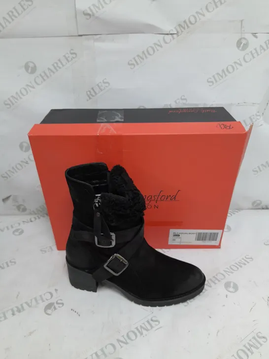 BOXED RUTH LANGSFORD CASUAL BOOTS, BLACK - SIZE 3