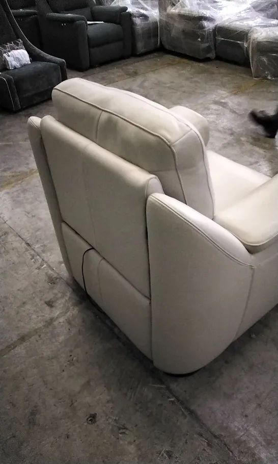 QUALITY ITALIAN DESIGNER AVOLA WHITE GREY LEATHER POWER RECLINER ARMCHAIR