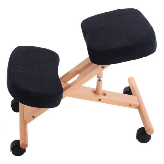 BOXED WOODEN ORTHOPAEDIC KNEELING STOOL ERGONOMIC POSTURE FRAME SEAT - BLACK (1 BOX)