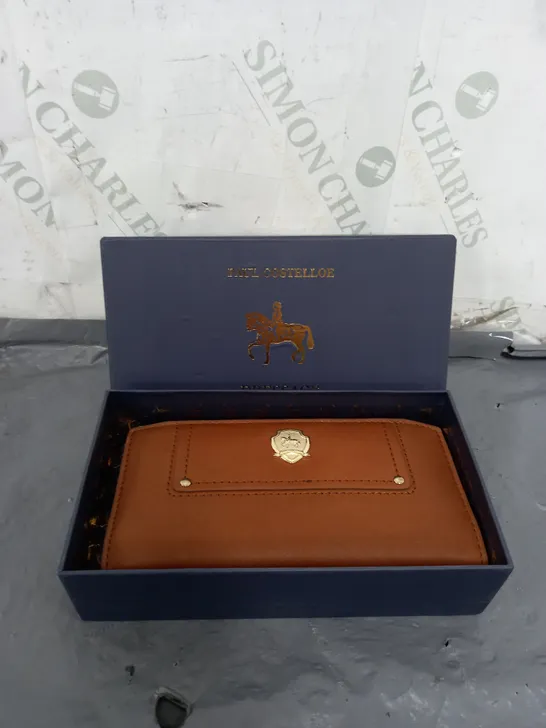 BOXED PAUL COSTELOE BROWN FAUX LEATHER PURSE 