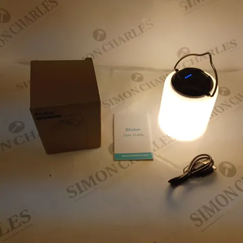 BOXED BLUKAR HANGING CAMPING LANTERN - MODEL K9151 - WITH USB CHARGING CABLE AND USER GUIDE