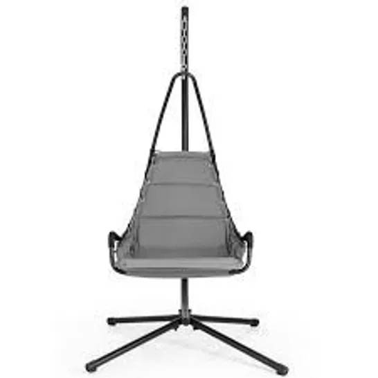 2 X BOXED COSTWAY HANGING CHAIR WITH STAND AND EXTRA LARGE PADDED SEAT - GREY