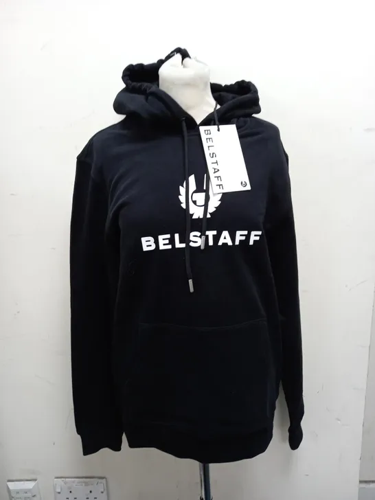 BELSTAFF BLACK/OFF WHITE SIGNATURE HOODIE - SIZE MEDIUM