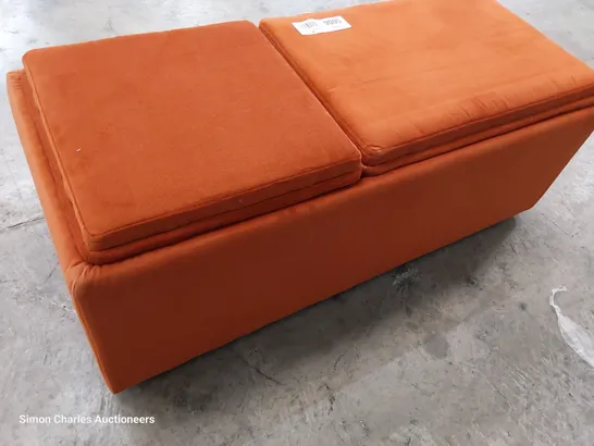 QUALITY BRITISH DESIGNER LOUNGE Co. TAYLOR STORAGE BENCH BURNT ORANGE PLUSH FABRIC 