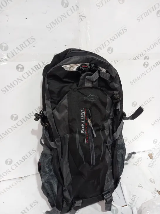 JIAN FENG HIKING BACKPACK 40L WATERPROOF NYLON TRAVEL BAG BLACK