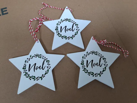 LOT OF 25 BRAND NEW 3-PIECE NOEL STAR TREE ORNAMENTS