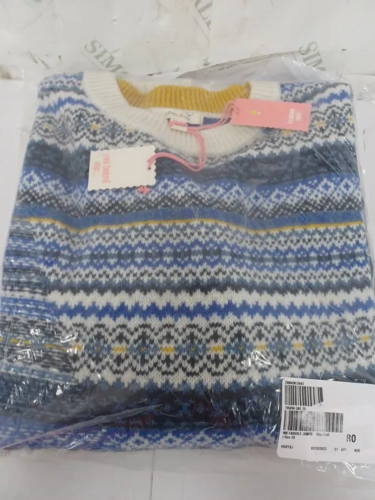 WHITE STUFF FAIRISLE JUMPER IN BLUE MULTI - SIZE 20