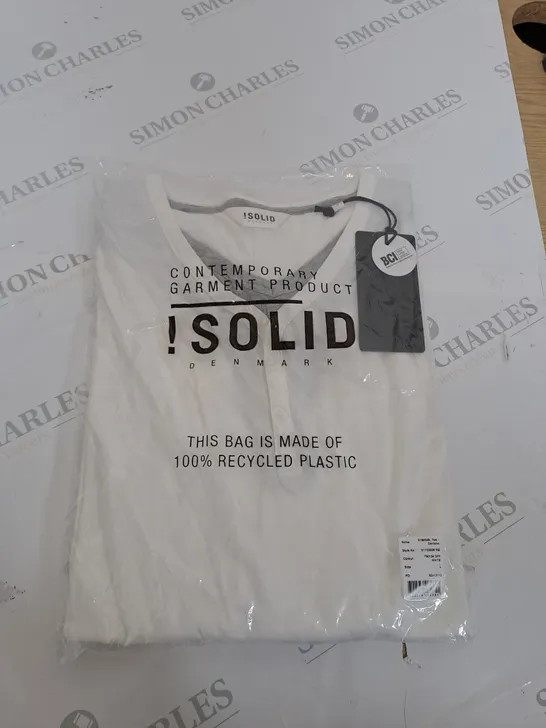 ISOLID WHITE V NECK SHIRT SIZE L