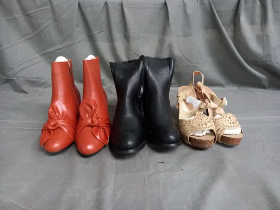 APPROXIMATELY 10 PAIRS OF ASSORTED WOMEN SHOES IN VARIOUS STYLES AND SIZES 