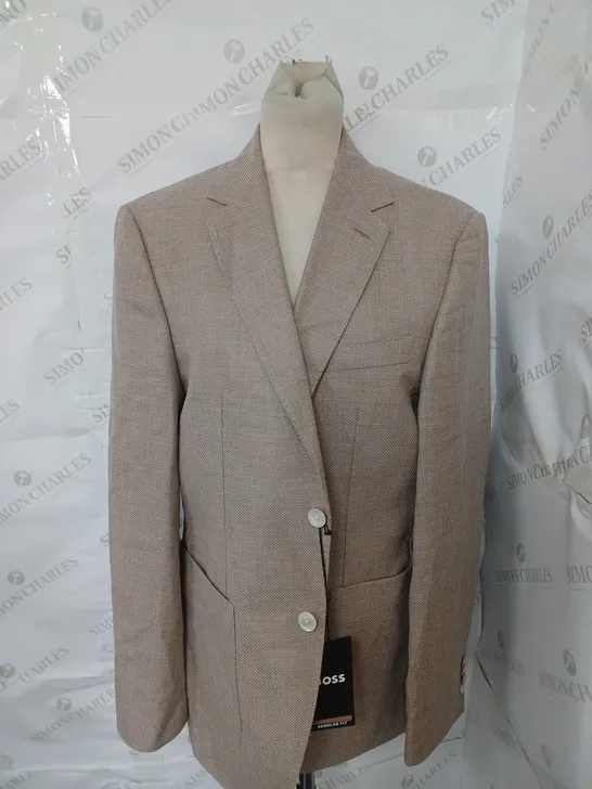 BOSS TAN CHECK BLAZER WITH 2 BUTTONS - SIZE 48