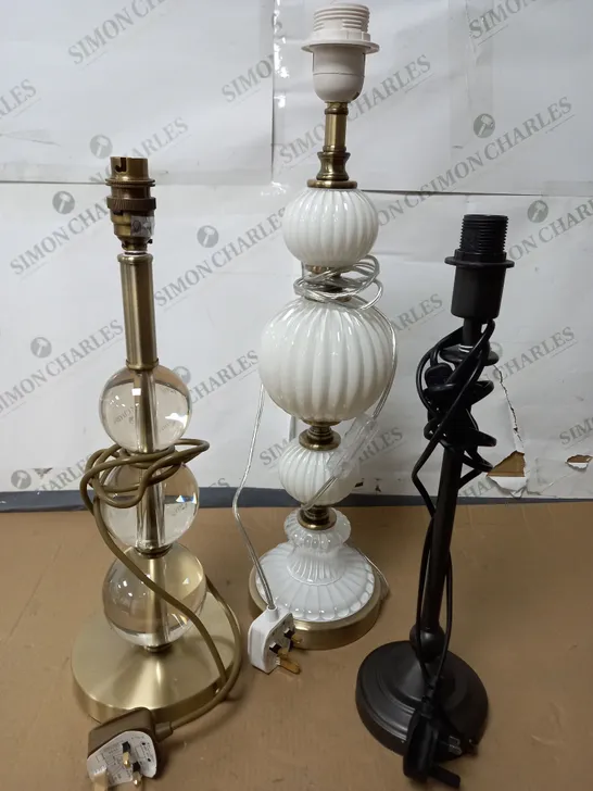 LOT OF 3 ASSORTED TABLE LAMPS