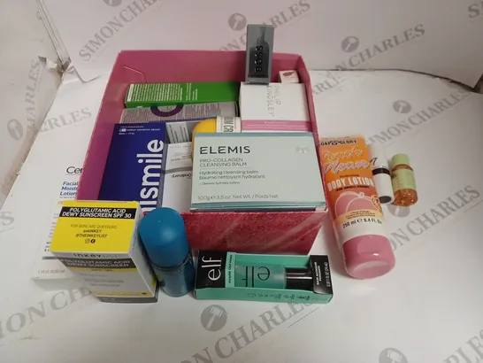 LOT OF 16 ASSORTED HEALTH & BEAUTY ITEMS TO INCLUDE ELEMIS COLLAGEN BALM, COLOUR CORRECTOR SCREEN AND BOSS 5ML