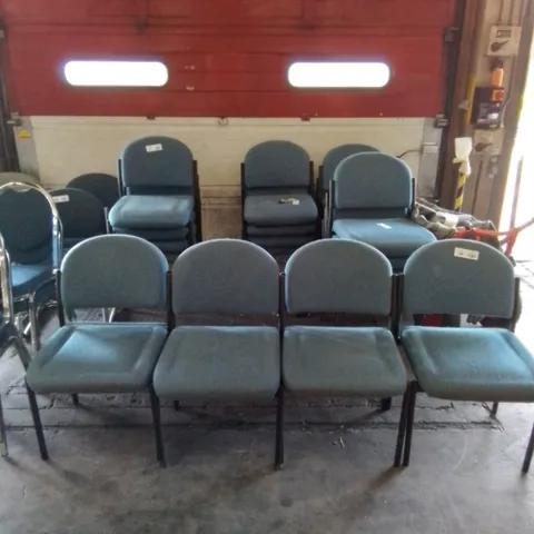 4X BLUE FABRIC CHAIRS WITH BLACK FRAME