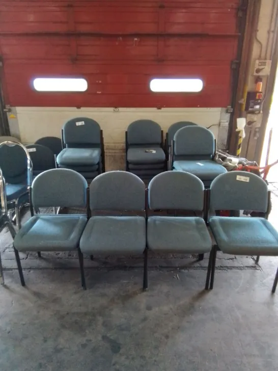 4X BLUE FABRIC CHAIRS WITH BLACK FRAME