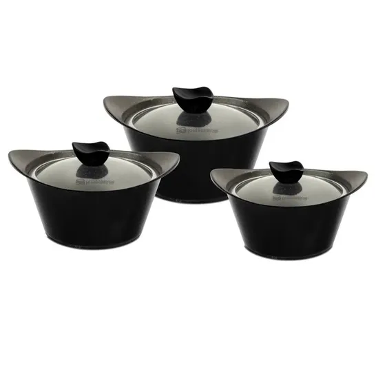 BOXED CAIA 3 PIECE NON-STICK ALUMINIUM DIE CAST STOCKPOT SET (1 BOX)