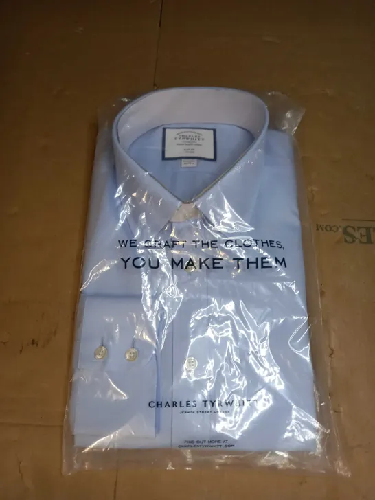 CHARLES TYRWHITT SLIM FIT LIGHT BLUE SHIRT - 38IN 42CM