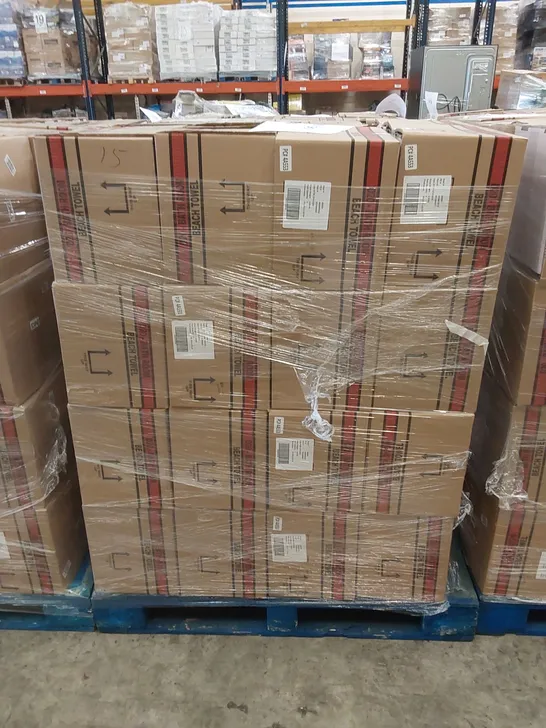 PALLET TO CONTAIN APPROX 48 BOXES OF BRAND NEW UNION JACK BEACH TOWELS - 9 TOWELS PER BOX // SIZE: APPROX 71 X 152cm // COMBINED RRP £2,376.00