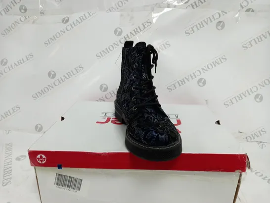 RIEKER LACE UP BOOT DARK FLOURAL SIZE 3 1/2 - BOXED 