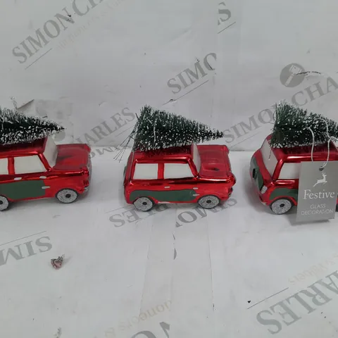 FESTIVE 3X TREE CAR GLASS DECORATION 