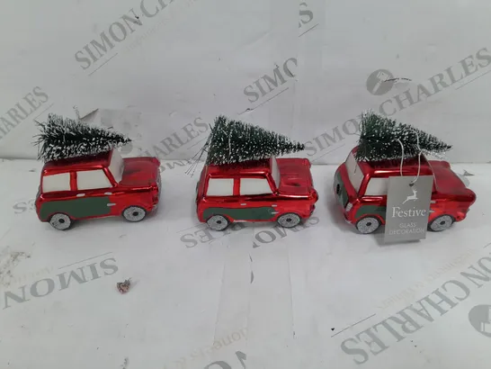 FESTIVE 3X TREE CAR GLASS DECORATION 