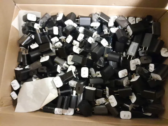LARGE QUANTITY OF 2-PIN AMERICAN USB-A ADAPTER PLUGS IN BLACK - COLLECTION ONLY