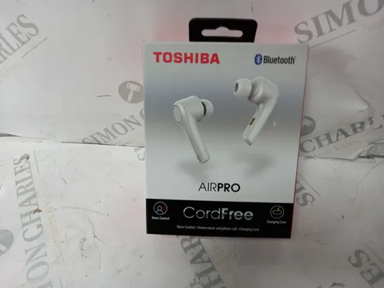 BOXED TOSHIBA AIR PRO CORD FREE EARBUDS IN WHITE