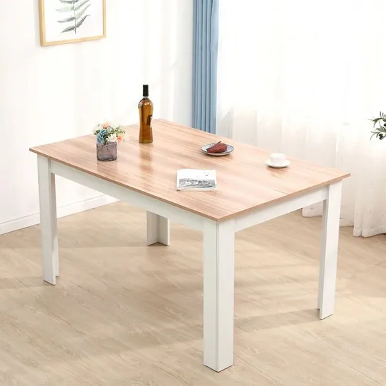 BOXED DESIGNER MODERN SOKID WOODEN DINING TABLE OAK AND WHITE