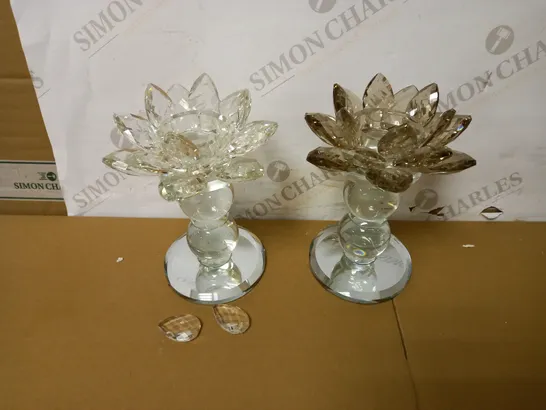 JM BY JULIEN MACDONALD CRYSTAL LOTUS FLOWER TEALIGHT HOLDERS