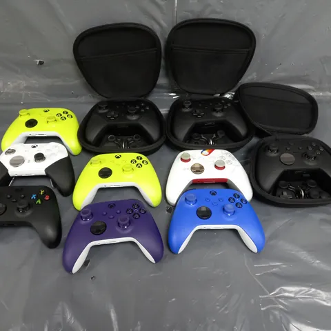 BOX OF APPROXIMATELY 10 ASSORTED  XBOX GAME CONTROLLERS