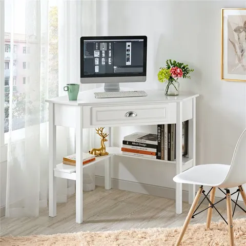 BOXED YAHEETECH COLOR CORNER WRITING DESK - WHITE (1 BOX)