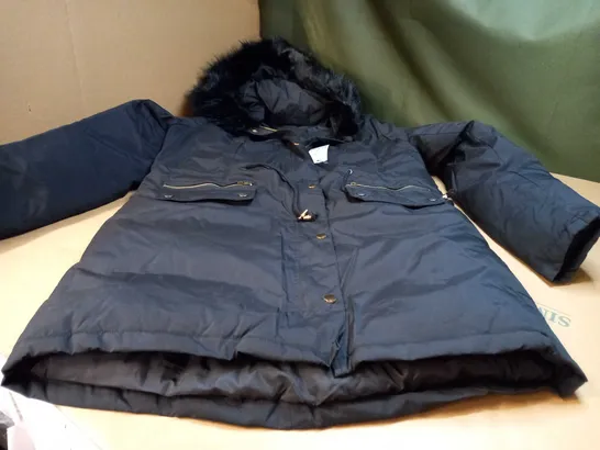 DESIGNER BLACK WOMENS/HOODED PADDED COAT - MEDIUM