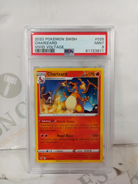 FRAMED AND GRADED COLLECTIBLE POKÉMON TRADING CARD - CHARIZARD (2020 SWSH)