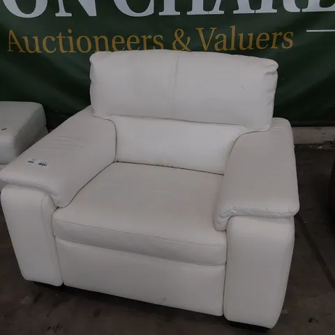 QUALITY ITALIAN DESIGNER GRADO EASY CHAIR WHITE LEATHER 