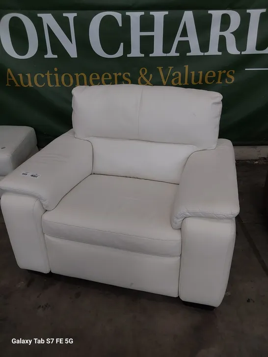 QUALITY ITALIAN DESIGNER GRADO EASY CHAIR WHITE LEATHER 