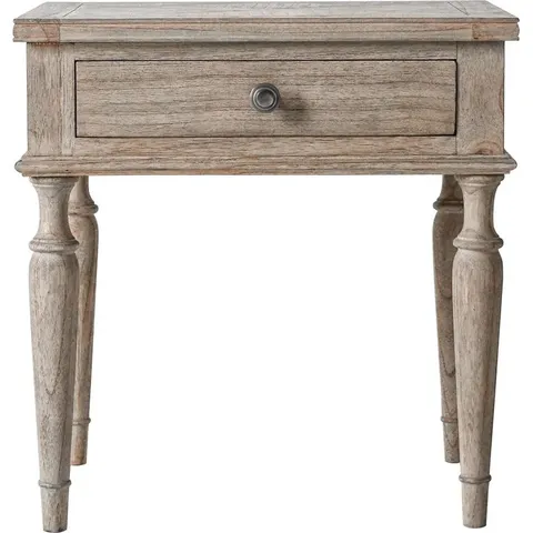 BOXED MANDIE SIDE TABLE WITH STORAGE - GREY WOODGRAIN 