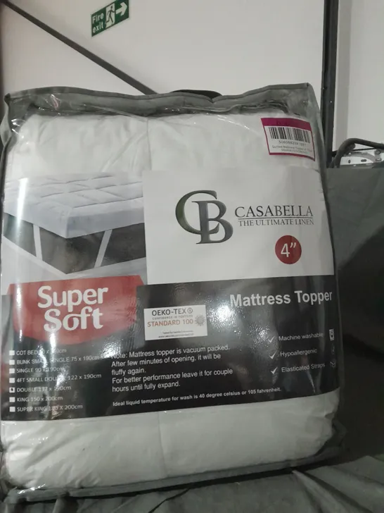 CASABELLA 4-INCH THICK QUILTED MATTRESS TOPPER SIZE DOUBLE 