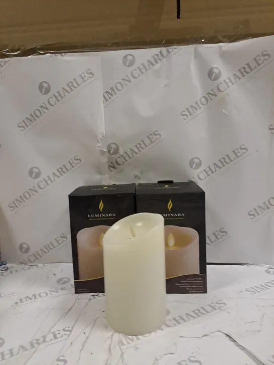 SET OF 2 BOXED LUMINARA CANDLES 3.5X5.3 INCHES 