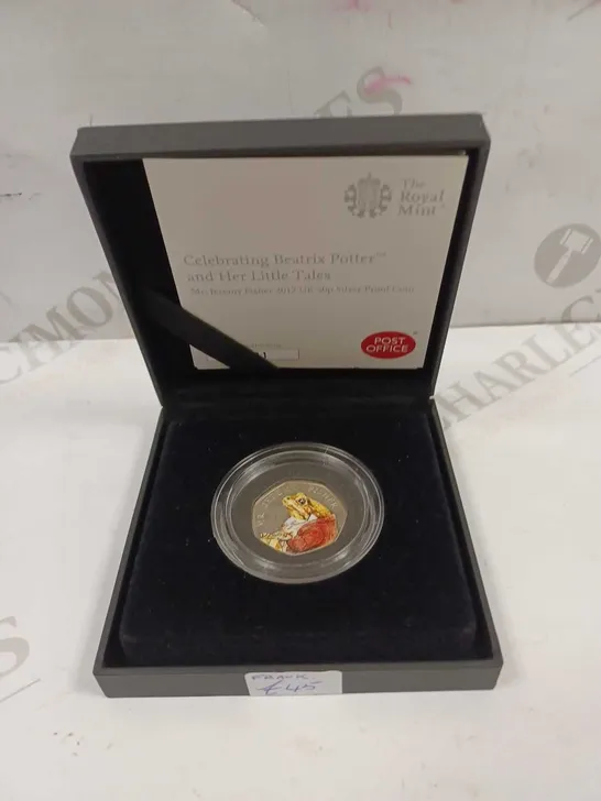 THE ROYAL MINT BEATRIX POTTER AND HER LITTLE TALES MR. JEREMY FISHER 2017 50P SILVER PROOF COIN 