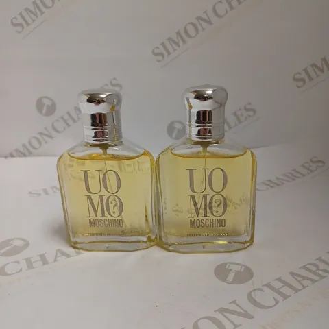 BOX OF 2 MOSCHINO UOMO EAU DE TOILETTE SPRAY - 75ML