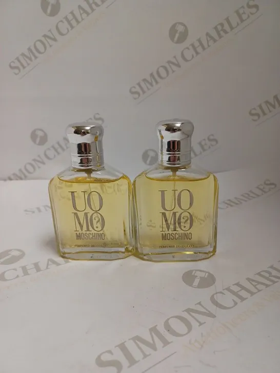 BOX OF 2 MOSCHINO UOMO EAU DE TOILETTE SPRAY - 75ML