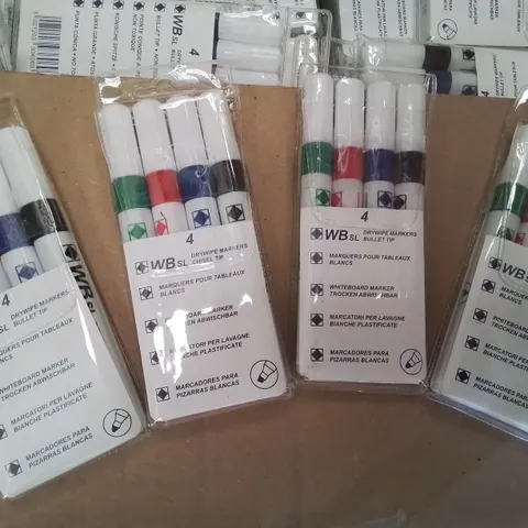 TWO CASE CONTAINING 338 PACKS OF 4 DRYWIPE MARKERS BULLET TIP