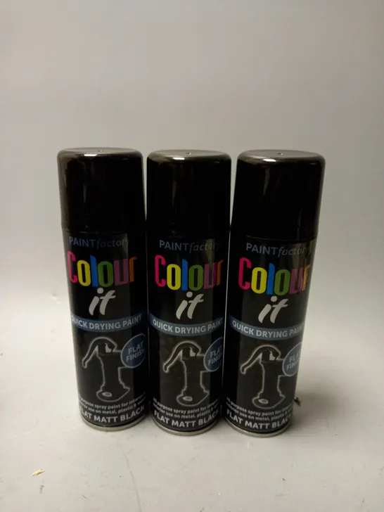 BOX OF 24 PAINT FACTORY COLOUR IT QUICK DRYING PAINT IN FLAT MATT BLACK