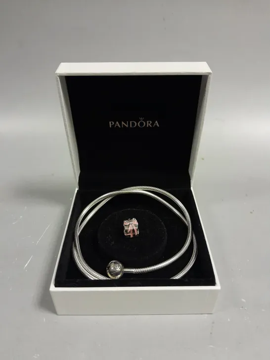 PANDORA CHARM ROPE WITH PINK PRESENT CHARM 