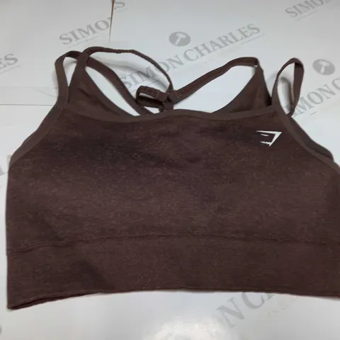 GYMSHARK CROP WORKOUT TOP IN BROWN - XS