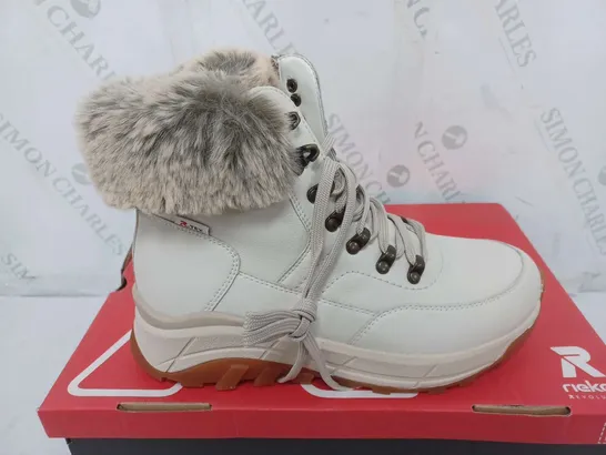 BOXED RIEKER REVOLUTION HIKER BOOTS, OFF WHITE - SIZE 39