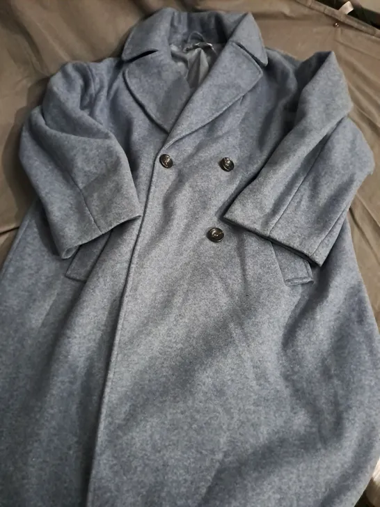 ZARA DOUBLE BREASTED BLAZER COAT, BLUE - SIZE L