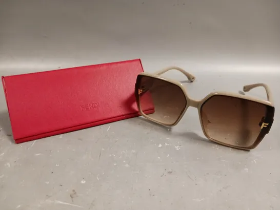 FENDI SQUARE FRAMED BROWN TINTED LENS SUNGLASSES 