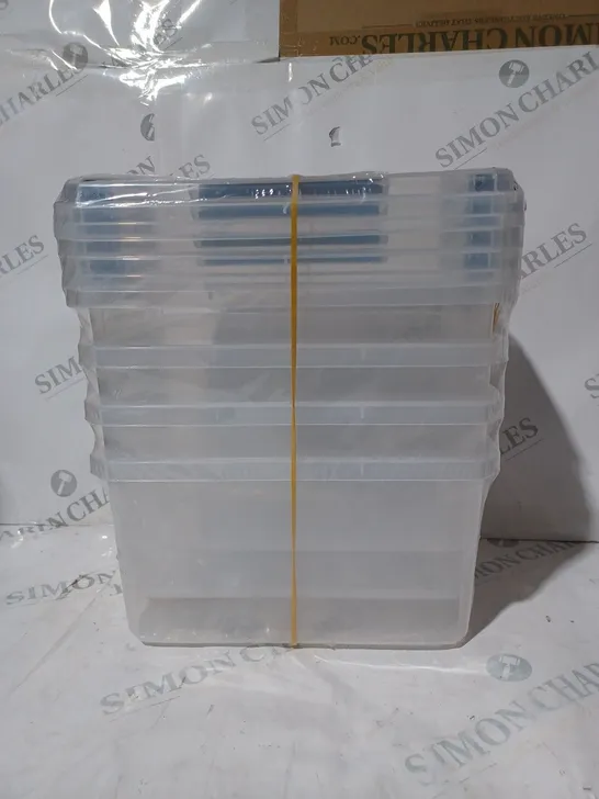 DEHOUSE CLEAR PLASTIC STORAGE BOXES W. LIDS - SET OF 4