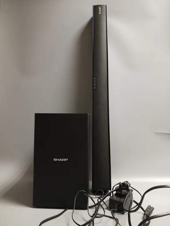 BOXED SHARP 2.1 SLIM SOUNDBAR SYSTEM WITH WIRELESS SUBWOOFER IN BLACK 