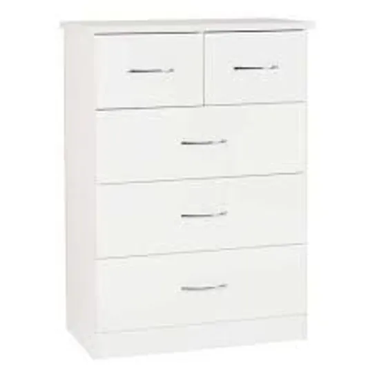 NEVADA 3 + 2 DRAWER WHITE CHEST (BOX 1 ONLY)